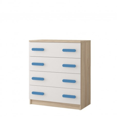 Schubladenschrank SVEN 3 – blaue Griffe