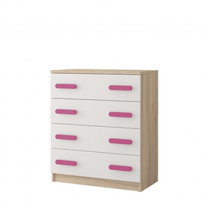 Schubladenschrank SVEN 3 – rosa Griffe