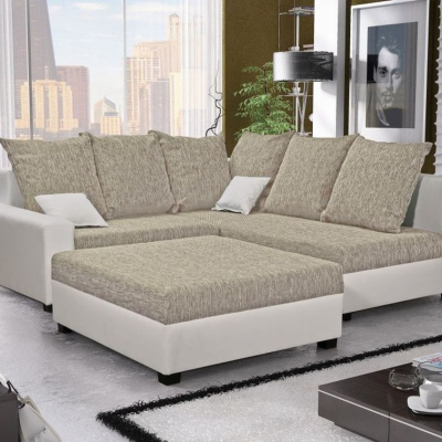 Geräumige Couchgarnitur MONIKA, Hocker 98x94, beige