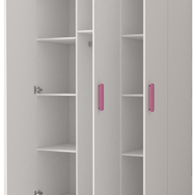 Dreitüriger Kleiderschrank für Kinderzimmer SVEN 1, Griffe – Breite 120 cm, rosa