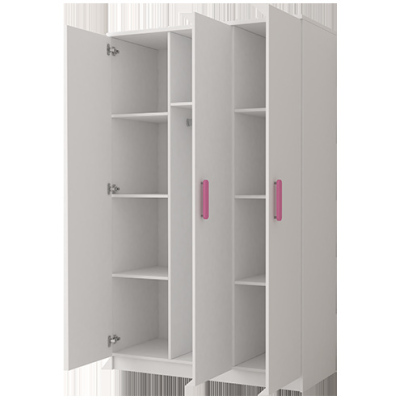 Dreitüriger Kleiderschrank für Kinderzimmer SVEN 1, Griffe – Breite 120 cm, rosa