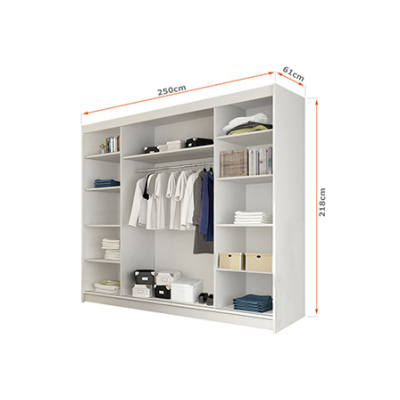 Moderner Kleiderschrank Alivia II 250 cm, weißer Korpus, Sonoma-Eiche