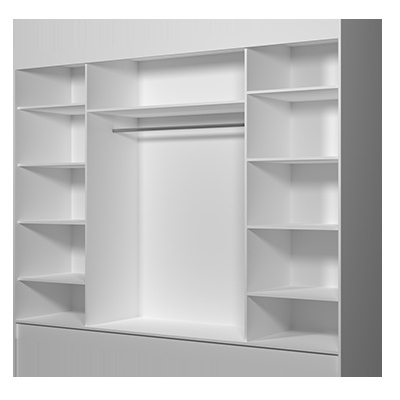 Moderner Kleiderschrank Alivia II 250 cm, weißer Korpus, Sonoma-Eiche