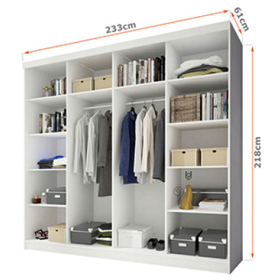 Kleiderschrank Markéta 35 233 cm, weißer Korpus, weiß seidenmatt + Spiegel