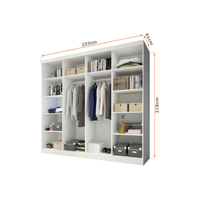 Kleiderschrank Markéta 35 233 cm, weißer Korpus, weiß seidenmatt + Spiegel