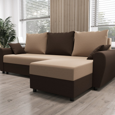 Elegante Couchgarnitur FLORIANA – dunkelbraun / braun