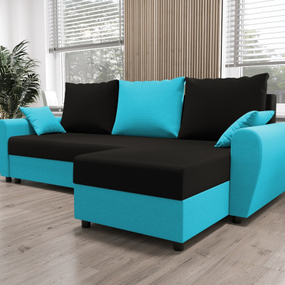 Elegante Couchgarnitur FLORIANA – schwarz / blau