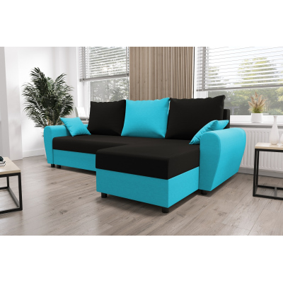 Elegante Couchgarnitur FLORIANA – schwarz / blau