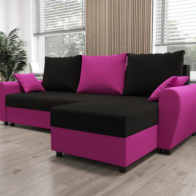 Elegante Couchgarnitur FLORIANA – schwarz / rosa