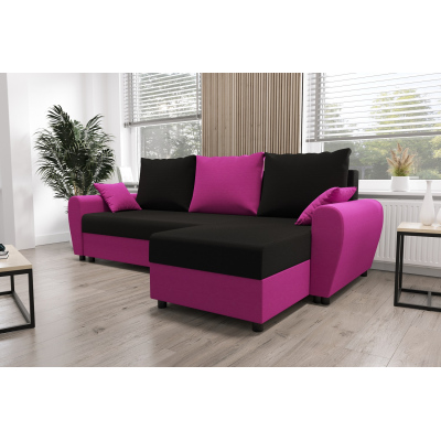 Elegante Couchgarnitur FLORIANA – schwarz / rosa