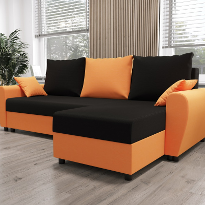 Elegante Couchgarnitur FLORIANA – schwarz / orange