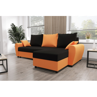 Elegante Couchgarnitur FLORIANA – schwarz / orange