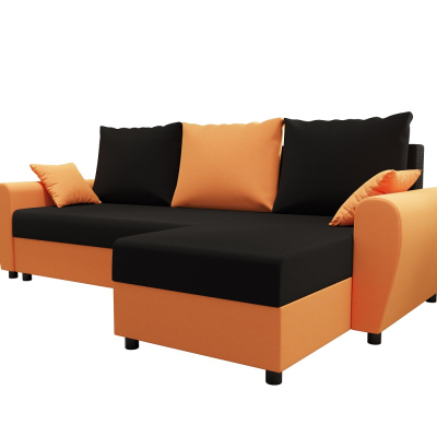 Elegante Couchgarnitur FLORIANA – schwarz / orange