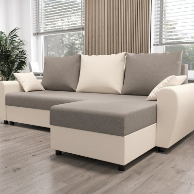 Elegante Couchgarnitur FLORIANA – hellgrau / creme