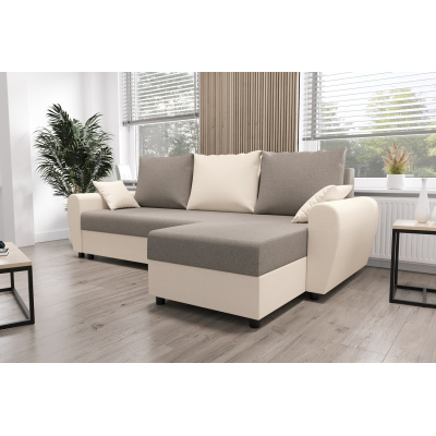 Elegante Couchgarnitur FLORIANA – hellgrau / creme