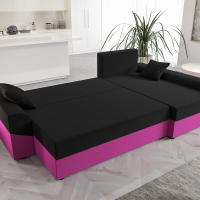 Elegantes Ecksofa DAGMAR – rosa / schwarz