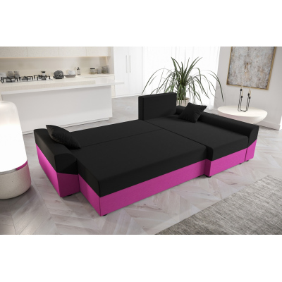 Elegantes Ecksofa DAGMAR – rosa / schwarz