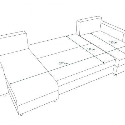 U-förmige Schlafcouch SANVI – Schwarz/Grau