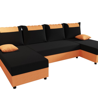 U-förmige Couchgarnitur SANVI – Schwarz/Orange