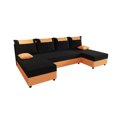 U-förmige Couchgarnitur SANVI – Schwarz/Orange