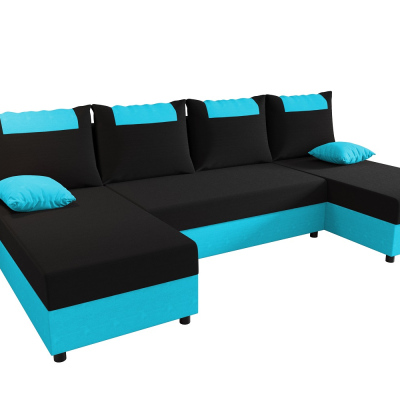 U-förmige Couchgarnitur SANVI – Schwarz/Blau