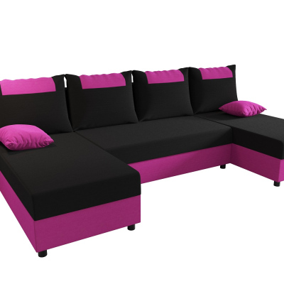 U-förmige Couchgarnitur SANVI – Schwarz/Rosa