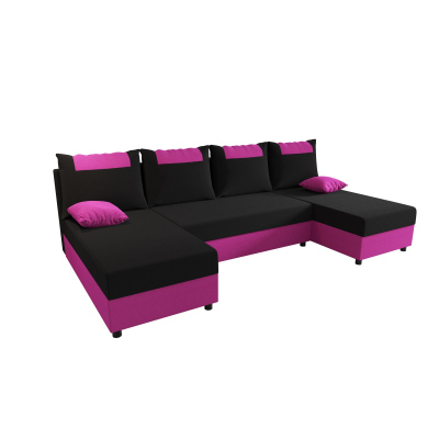 U-förmige Couchgarnitur SANVI – Schwarz/Rosa