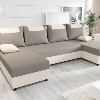 U-förmige Couchgarnitur SANVI – Grau/Beige