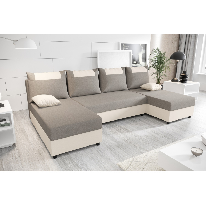 U-förmige Couchgarnitur SANVI – Grau/Beige