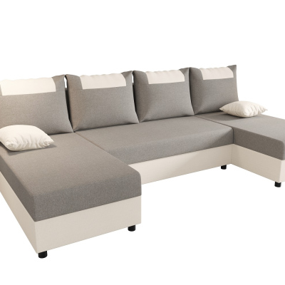 U-förmige Couchgarnitur SANVI – Grau/Beige