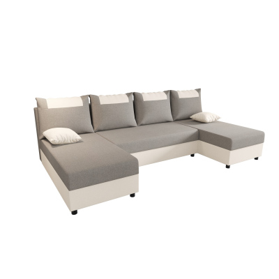 U-förmige Couchgarnitur SANVI – Grau/Beige