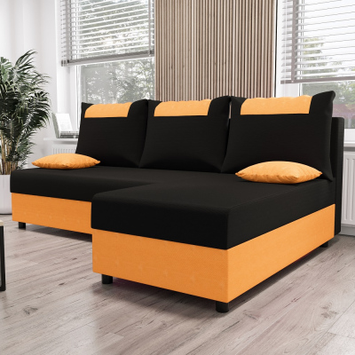 Ecksofa SANVI – Schwarz/Orange