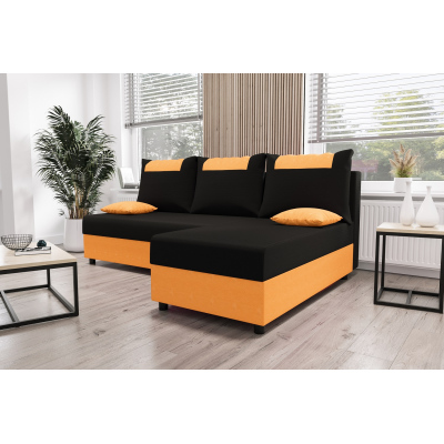 Ecksofa SANVI – Schwarz/Orange