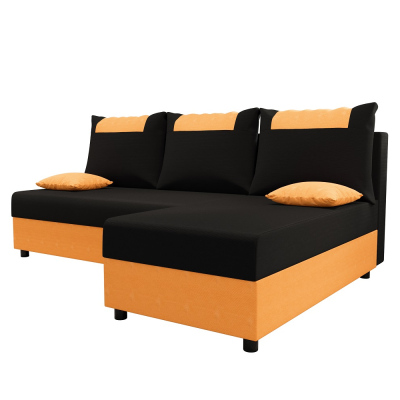 Ecksofa SANVI – Schwarz/Orange