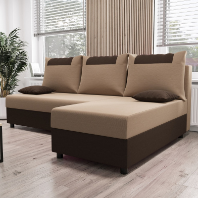 Ecksofa SANVI – Dunkelbraun/Braun