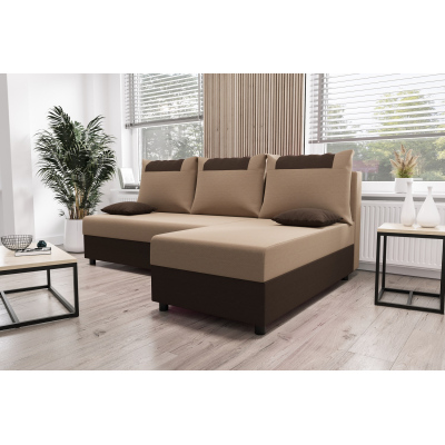 Ecksofa SANVI – Dunkelbraun/Braun