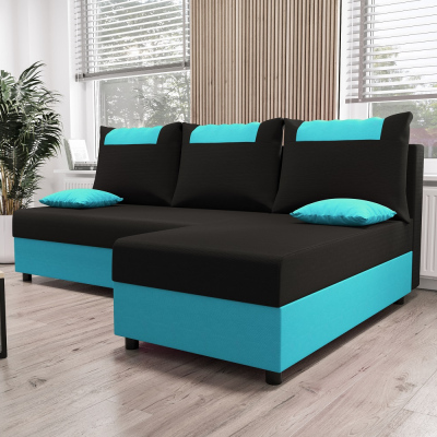 Ecksofa SANVI – Schwarz/Blau