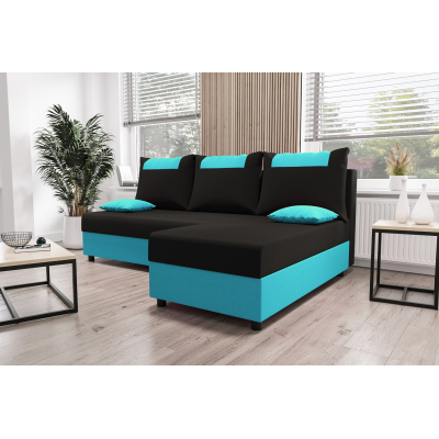 Ecksofa SANVI – Schwarz/Blau