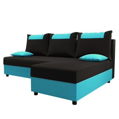 Ecksofa SANVI – Schwarz/Blau