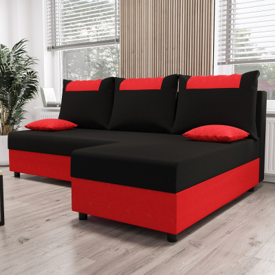 Ecksofa SANVI – Schwarz/Rot