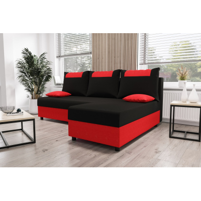 Ecksofa SANVI – Schwarz/Rot