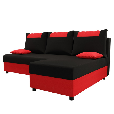 Ecksofa SANVI – Schwarz/Rot