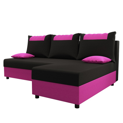 Ecksofa SANVI – Schwarz/Rosa