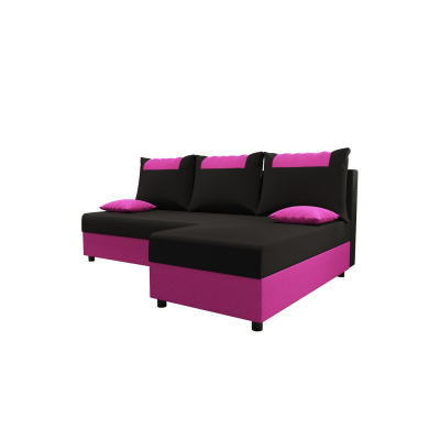 Ecksofa SANVI – Schwarz/Rosa