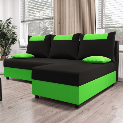 Ecksofa SANVI – Schwarz/Grün