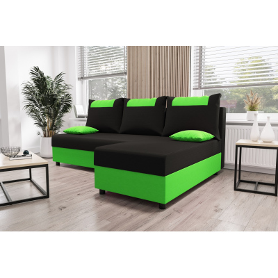 Ecksofa SANVI – Schwarz/Grün