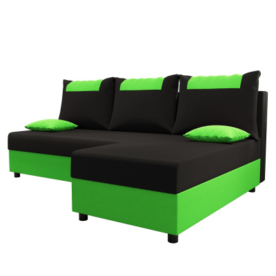 Ecksofa SANVI – Schwarz/Grün