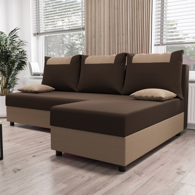 Ecksofa SANVI – Braun/Dunkelbraun