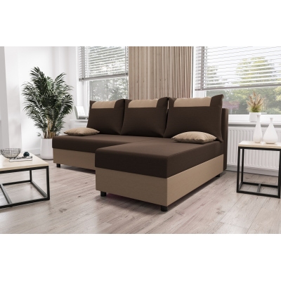 Ecksofa SANVI – Braun/Dunkelbraun