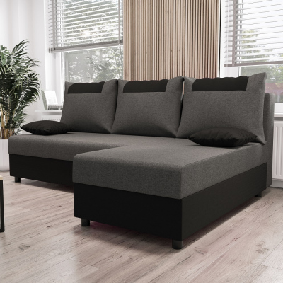 Ecksofa SANVI – Grau/Schwarz